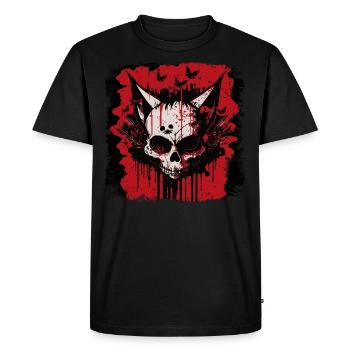Crâne de chat zombie - T-shirt Premium bio Homme - noir - Devant - Nico (187cm)