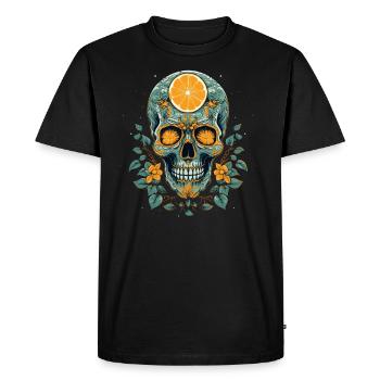 Skull and crossbones with lemon - Men's Premium Organic T-Shirt - black - Front - Nico (187cm)