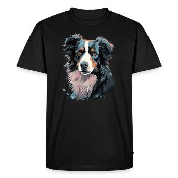 Border Collie Chien - T-shirt Premium bio Homme - noir - Devant - Nico (187cm)