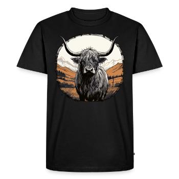 Schottisches Hochlandrind - Männer Premium Bio T-Shirt - Schwarz - Vorne - Nico (187cm)
