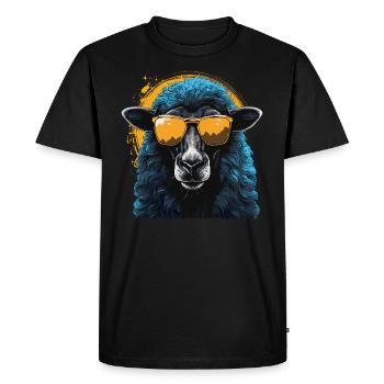 Cool sheep with sunglasses - Men's Premium Organic T-Shirt - black - Front - Nico (187cm)
