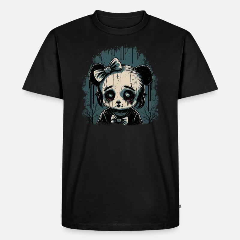 Trauriges Gothic Panda Mädchen - Männer Premium Bio T-Shirt - Schwarz