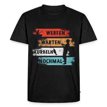 Lancer, attendre, tourner à nouveau, pêcheur - T-shirt Premium bio Homme - noir - Devant - Nico (187cm)