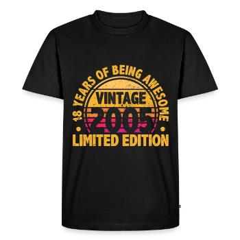18 ans Millésime 2005 Edition Limitée 18. - T-shirt Premium bio Homme - noir - Devant - Nico (187cm)