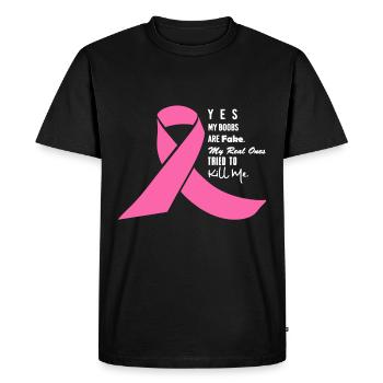 Brustkrebs-Bewusstseins-T-Shirt - Männer Premium Bio T-Shirt - Schwarz - Vorne - Nico (187cm)