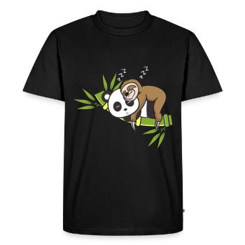 Sloth Panda Sleeping Shirt Nightgown Pajamas - Men's Premium Organic T-Shirt - black - Front - Nico (187cm)