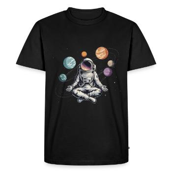Astronaute Yoga Méditation Planète Espace Orbite - T-shirt Premium bio Homme - noir - Devant - Nico (187cm)