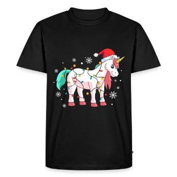 Einhorn Weihnachten - Männer Premium Bio T-Shirt - Schwarz - Vorne - Nico (187cm)