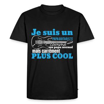 Papa guitariste - Guitare - T-shirt Premium bio Homme - noir - Devant - Nico (187cm)