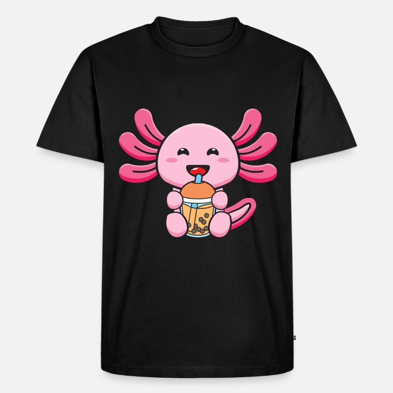 Bubble Tea Axolotl - Männer Premium Bio T-Shirt - Schwarz