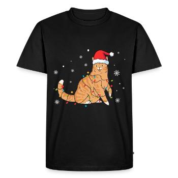 Chat Noël - T-shirt Premium bio Homme - noir - Devant - Nico (187cm)