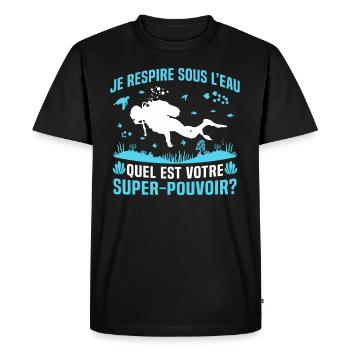 je respire sous L'eau quel est votre super pouvoir - T-shirt Premium bio Homme - noir - Devant - Nico (187cm)