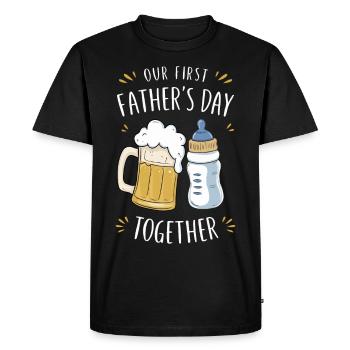 Notre première fête des pères - T-shirt Premium bio Homme - noir - Devant - Nico (187cm)