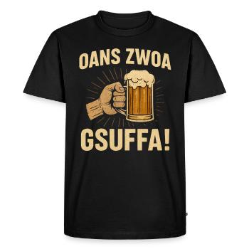 Oans zwoa gsuffa T-Shirt Homme Beer Fest Funny - T-shirt Premium bio Homme - noir - Devant - Nico (187cm)