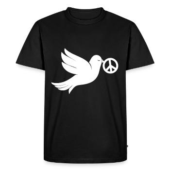 Signe de paix de la colombe de la paix - T-shirt Premium bio Homme - noir - Devant - Nico (187cm)