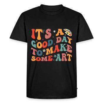 Artists - A good day to make art - Men's Premium Organic T-Shirt - black - Front - Nico (187cm)