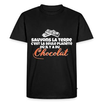 Sauvons la terre - humour - T-shirt Premium bio Homme - noir - Devant - Nico (187cm)