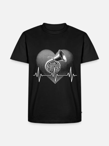 Herzschlag Tuba - Männer Premium Bio T-Shirt - Schwarz