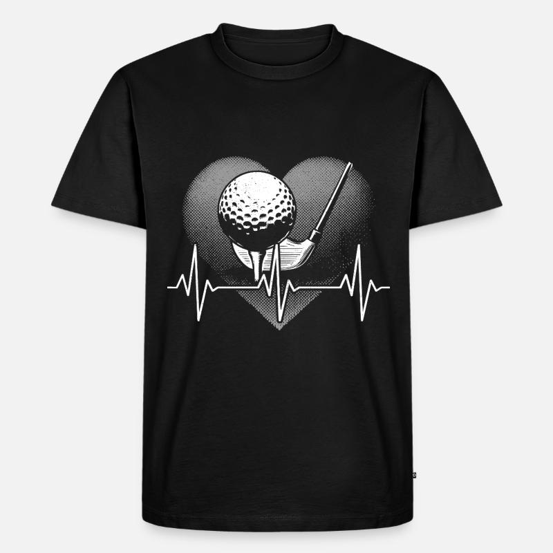 Herzschlag Golf - Männer Premium Bio T-Shirt - Schwarz