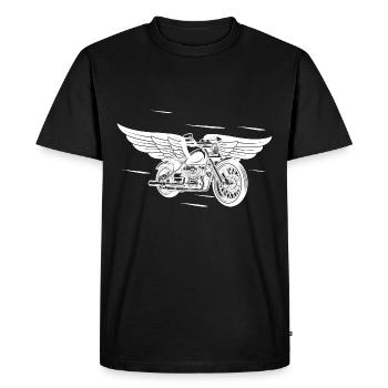 Moto vintage avec ailes / Biker / Motorcycle - T-shirt Premium bio Homme - noir - Devant - Nico (187cm)