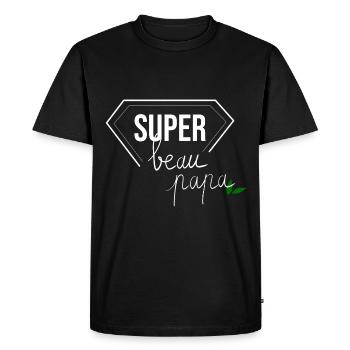 super beau papa - père - fête des pères - T-shirt Premium bio Homme - noir - Devant - Nico (187cm)