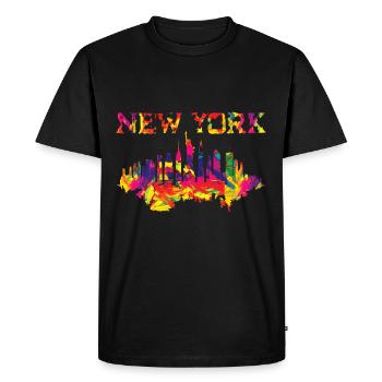 New York City in colorful bright colors - Men's Premium Organic T-Shirt - black - Front - Nico (187cm)
