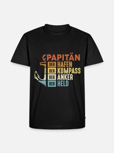 Papitän - Männer Premium Bio T-Shirt - Schwarz