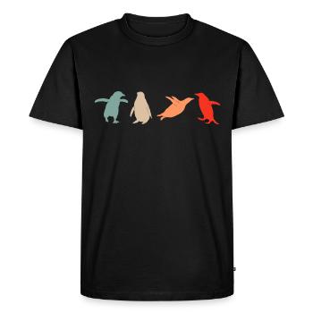 Pingouins Pingouins Animal Lovers rétro Pingouins - T-shirt Premium bio Homme - noir - Devant - Nico (187cm)
