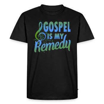Gospel is my Remedy - Men's Premium Organic T-Shirt - black - Front - Nico (187cm)