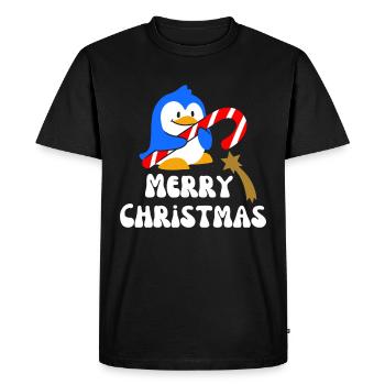 Merry christmas Christmas penguin - Men's Premium Organic T-Shirt - black - Front - Nico (187cm)