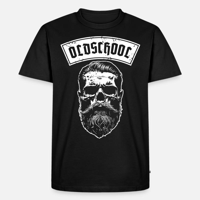 Bart Totenkopf Alte Schule -Oldschool- - Männer Premium Bio T-Shirt - Schwarz
