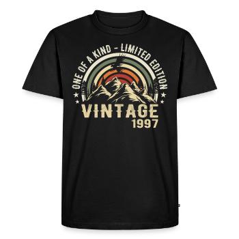 Né en 1997 Vintage 1997 Anniversaire Rétro 1997 - T-shirt Premium bio Homme - noir - Devant - Nico (187cm)