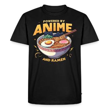 Powered By Anime And Ramen - Men's Premium Organic T-Shirt - black - Front - Nico (187cm)