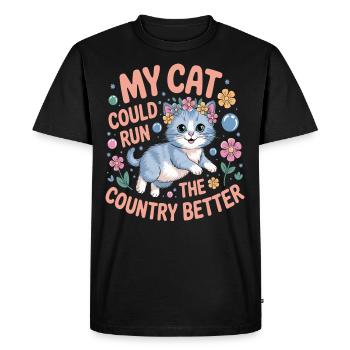Mon Chat Gouvernerait Mieux Le Pays - T-shirt Premium bio Homme - noir - Devant - Nico (187cm)