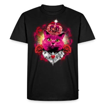 Pink Cat the Queen in Glow - Men's Premium Organic T-Shirt - black - Front - Nico (187cm)