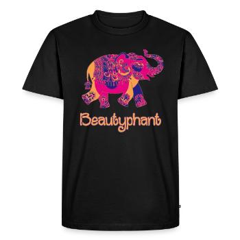 Elephant Mandala drawing beautiful colorful - Men's Premium Organic T-Shirt - black - Front - Nico (187cm)