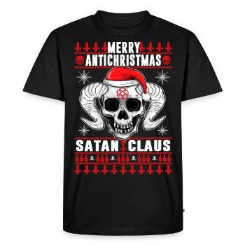 Joyeux Antichristmas - Satan Claus Ugly Sweater - T-shirt Premium bio Homme - noir - Devant - Nico (187cm)