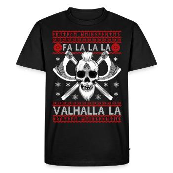 FALALALA VALHALLA LA - PULL VIKING UGLY XMAS - T-shirt Premium bio Homme - noir - Devant - Nico (187cm)