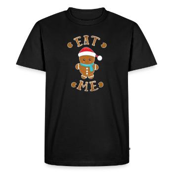 Gingerbread Eat Me Christmas Funny - Men's Premium Organic T-Shirt - black - Front - Nico (187cm)