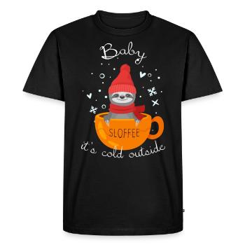 Sloffee paresseux - Bébé, il fait froid dehors - T-shirt Premium bio Homme - noir - Devant - Nico (187cm)