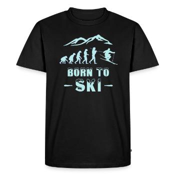 Ski Evolution Born to Ski skier - Men's Premium Organic T-Shirt - black - Front - Nico (187cm)