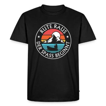Rute Raus der Spass gebinnt Angeln Fischen - Männer Premium Bio T-Shirt - Schwarz - Vorne - Nico (187cm)