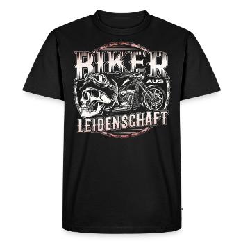 Motorradfahrer Aus Leidenschaft - Männer Premium Bio T-Shirt - Schwarz - Vorne - Nico (187cm)