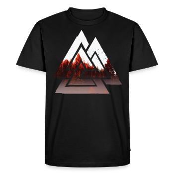 Valknut, symbol of Odin - With forest - Men's Premium Organic T-Shirt - black - Front - Nico (187cm)