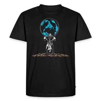 Homme de motivation avec le monde sur ses épaules - T-shirt Premium bio Homme - noir - Devant - Nico (187cm)