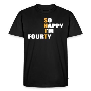 So Happy I'm Fourty 40 birthday - Men's Premium Organic T-Shirt - black - Front - Nico (187cm)