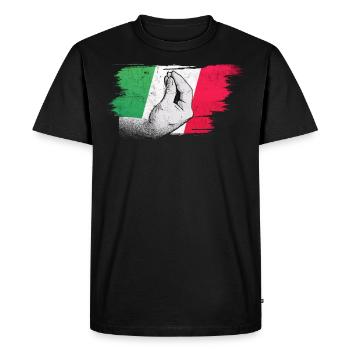 Drapeau italien avec capisci de geste de la main typique? - T-shirt Premium bio Homme - noir - Devant - Nico (187cm)