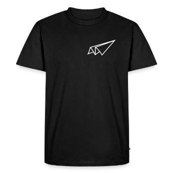 Origami Line Art Minimal Gift Paper Airplane - Men's Premium Organic T-Shirt - black - Front - Nico (187cm)