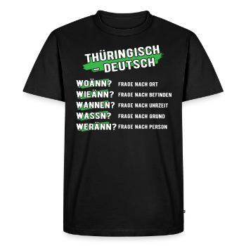 Thüringisch Deutsch Thüringen Sprache Übersetzen - Männer Premium Bio T-Shirt - Schwarz - Vorne - Nico (187cm)