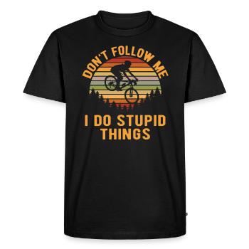 Vélo de montagne Ne me suis pas des choses stupides - T-shirt Premium bio Homme - noir - Devant - Nico (187cm)